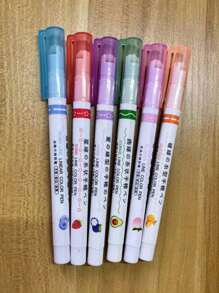 6 Sets Curve Design Markers, Lace Pens, Wavy Line Highlighters, DIY Outline Pens, Suitable For Handbook Design, Note-Taking, Drawing, And Professional Highlighting. Applicable For Office, School, Personal Planners, Creative Workshops, And Art Projects. Functional Writing Instruments For Diverse Users, Including Educators, Students, And Professionals.