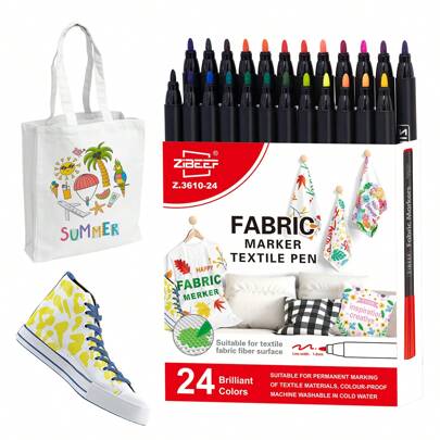 12 Colours/24 Colours Fabric Marker Set, Fine Tip Fabric Paint Marker For Clothes And Textiles T-Shirts Fabric Bags Hats DIY Crafts Clothing Back To School