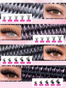 Golden Unwinding 640片装 30D/40D/80D/100D 蓬松C型卷翘 8-16mm 混合DIY睫毛嫁接套装，DIY下睫毛，睫毛册，大容量柔软单根睫毛，打造蓬松自然的Y2K蝴蝶效果粉色底卡，在家轻松DIY睫毛。套装包含：睫毛胶水、卸妆液、睫毛镊子（下睫毛+30D+40D+50D*2）、睫毛簇套装、睫毛、假睫毛。 - 黑色 - 查看 6