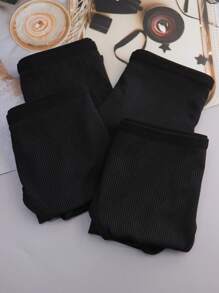 4 件装女士高腰牛奶丝运动三角裤内裤，黑色 - 黑色 - 查看 5