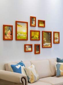 9 قطع إطارات صور إبداعية للتركيب على الحائط، ديكور جداري لغرفة المعيشة وغرفة النوم، تأتي مع صور طبيعية، لا يتطلب ثقب، شخصي