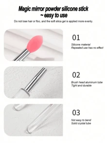 1 pieza/6 piezas/10 piezas Bolígrafo de silicona de espejo mágico para arte de uñas, paleta de silicona transparente para aplicar polvo de espejo y brillos, pincel multifuncional portátil