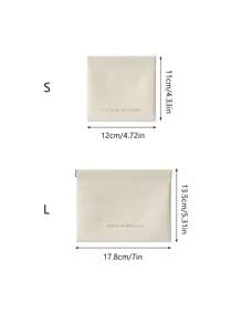 1pc Unisex Cream Color Press Open Cosmetic Data Cable Earphone Key Storage Pouch, PU Leather Mini Makeup Bag For Outdoor Travel, Auto-Closing Snap Lipstick Bag