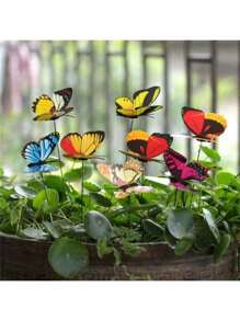 10pcs Colorful Butterfly Garden Yard Flower Pot Decor, Whimsical Butterfly Stakes For Outdoor Flower Pot, Indoor Wall, Ground Decoration