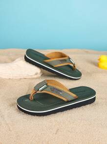 1 双可爱儿童卡通动物 EVA 泡沫户外防滑人字拖 - 軍綠色 - 查看 3