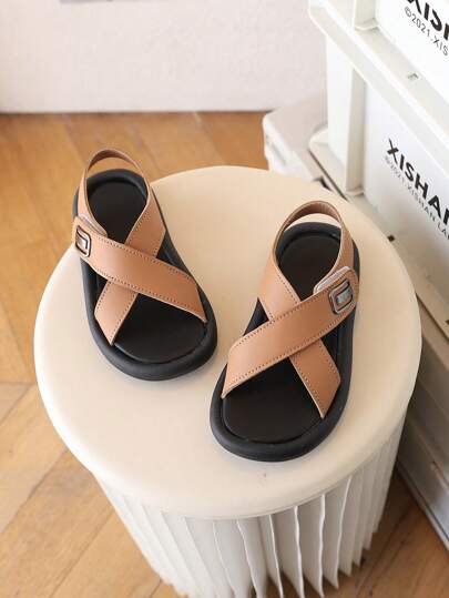 Kids Brown Sandals For Boys, Minimalist White Sandals For Toddler Boys, Summer