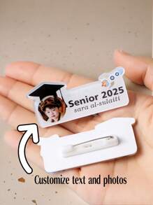 1pc Customized Acrylic Name & Photo Badge, Personalized Student Chest Badge, 2025 Graduation Gift Brooch Back To School,Customized Kids Growth Souvenirs,Easy Comfort,Kids,Urban Gala,Modern,Colorful,Cute - Badge - View 2