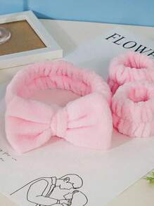 1 Face Wash Headband/2 Face Wash Wristbands/3 Sets Of Spa Headbands, Makeup Headbands, Face Wash Headbands, Skin Care Headbands, Bows, Bubbles, Spa Headbands, Wristbands, Sets Of Hair Accessories For Women And Girls Back To School