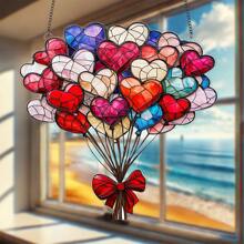 1 Piece, 2D Flat, Modern Acrylic Love Balloon Sun Catcher, Hanging Decoration For Valentine's Day, Anniversary Gift, Romantic Wall Garden Balcony Bedroom Office Kitchen Home Decoration, No Power Supply, Ideal For Weddings, Engagements, New Year Celebrations Gifts Birthday Graduation