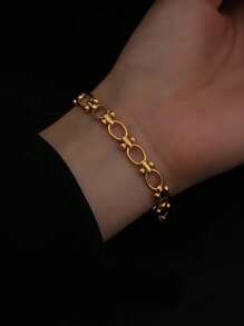 1pc Stainless Steel Knotted Geometric Fashion Personalized Hiphop Necklace For Women, Suitable For Gifts