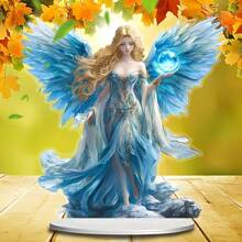 Blue Wing Jewelry/Guardian Angel Statue/Acrylic Desktop Decoration/Including Bracket Suitable For Home And Office Wedding Season Mother's Day Graduation Season Preferred - Multicolor - View 6