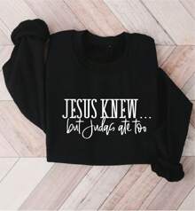 Jesus Knew Sweatshirt, Judas Ate Too Sweater, Scripture Sweatshirts, Gift For Christians, Faith Based Sweaters, Bible Sweatshirt, Christian Family Sweater, Religious Sweatshirts. SD-2789 - Black - View 1