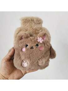 1pc Water Injection Type Hot Water Bag, PVC Material, Explosion-Proof, Anti-Scalding Hand Warmer, Plush Cute Hot Water Bag, Can Unpick And Wash, Back To School Supplies