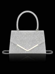 Elegante y encantadora cartera con solapa de strass brillante, bolso de noche exquisito para mujeres, combinado con un set de 3 piezas de joyería de strass brillante que incluye un collar, pulsera y aretes de strass de lujo y exquisitos. Adecuado para vestidos de boda, fiesta, graduación. Perfecto para mujer en fiestas, bodas, cenas y banquetes.