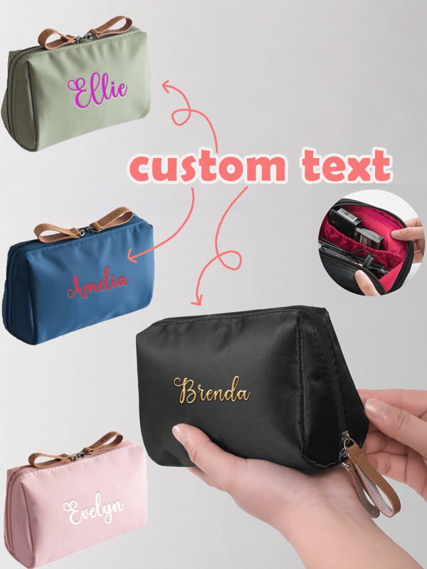 1pc Personalized Retro Cosmetic Bag - Waterproof Travel Makeup Bag, Unique Bridesmaid Gift And Essential Daily Organizer, All-Purpose, Large Capacity, Versatile, Multifunction, Cute, Adorable, Contracted, Funny, Kawaii, Y2K, Minimalist, Commuting, Business Casual, Basics, Custom, Personalized, Customized, Ideal Gifts For Her, Her, Family, Friends, Girlfriend, For Anniversaries, For Birthdays, For Holiday/ Vacation, For Outdoors/Outings/Travel/Hiking/Stadium/Sports/Climbing, For Business/Commute/Work/Office, Bags & Luggage, 2025 Halloween Accessories, Urban Chill