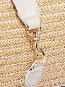 1pc Vintage Minimalist Crescent Shaped Adjustable Strap Crossbody Bag, Suitable For Dates, Outings, Parties - Beige - View 7