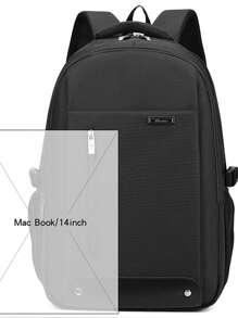 Large Capacity Stylish Simple Laptop Backpack For Men, Versatile Casual Travel Bag - Black - View 2