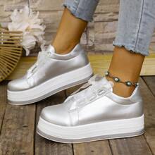 أحذية رياضية كاجوال للسيدات مع كعب سميك وأربطة ، موضة وشاملة