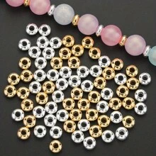 100pcs 5mm Antique Silver Retro Alloy Glossy Flat Bead Buddha Beads Plain Light Spacer Loose Beads DIY Necklace Bracelet Jewelry Making Necklace Pendant Accessories