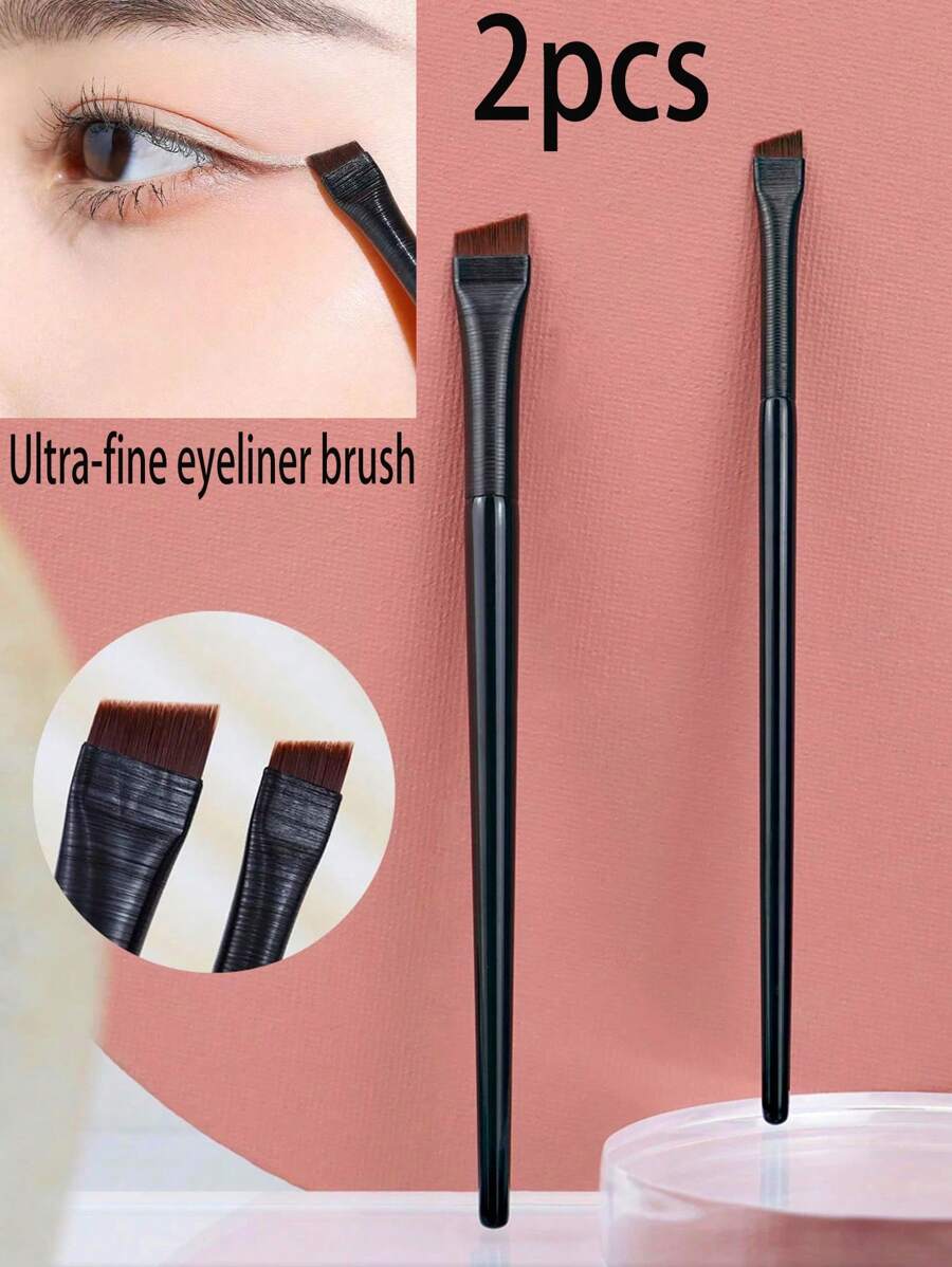Angled Edge Eyeliner & Eyebrow Makeup Brush, Fine Precise Tip For Lining Eyes,Eyebrow Brush,Eyeshadow Brush,Spoolie,Spoolie Brush - Multicolor - View 1