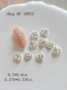 1 Pack Metal Jewelry Nail Art Accessories Heart 3D Nail Decorations