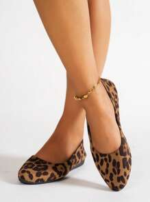 Women's Comfortable Slip-On Flat Loafers, Leopard Print Casual Shoes For Spring/Autumn, Work & Fashion,Ballet Flats - Leopard - View 2