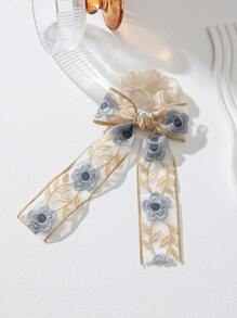 1/2 dây buộc tóc đuôi ngựa in hoa phong cách Trung Hoa thanh lịch dành cho nữ, dây buộc tóc bằng vải lanh in họa tiết cổ điển sang trọng dành cho tiệc lễ hội, kỳ nghỉ, trang phục hàng ngày, dây buộc tóc, phụ kiện đội đầu - Nhiều màu - Xem 7