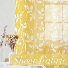 Cortinas transparentes amarillas para sala - Amarillo - Ver 3
