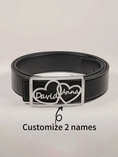 One Piece Of Custom Personalized 2 English Names Men's Belt Fashionable And Versatile Accessories, Father's Day Gift Birthday Anniversary Valentine's Day Perfect Gift, Custom Anniversary, Wedding Gift, Couple Handmade Art, Unique Souvenir, Couple Gift (Without Belt)