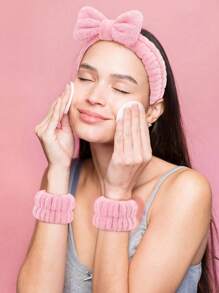 1 Face Wash Headband/2 Face Wash Wristbands/3 Sets Of Spa Headbands, Makeup Headbands, Face Wash Headbands, Skin Care Headbands, Bows, Bubbles, Spa Headbands, Wristbands, Sets Of Hair Accessories For Women And Girls Back To School