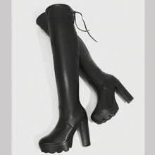 Over-The-Knee Boots With Platform Heel Fashion - màu đen - Xem 6