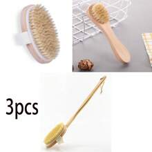 3 pièces/1 pièce Ensemble d'outils de nettoyage du corps avec brosse de gommage du corps à long manche détachable, brosse pour le visage, brosse de massage des pieds et du dos, brosse douce pour la douche et le bain