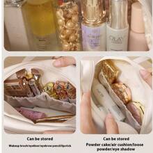 双层化妆包，大容量防水化妆包，时尚旅行洗漱用品收纳袋，便携式 PU 皮革收纳袋