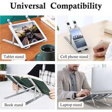 1 个可调节高度笔记本电脑支架，符合人体工程学的可折叠设计，冷却通风电脑支架，适用于 10-15.6 英寸/iPad/平板电脑，办公室/学习/家庭使用，铝合金，坚固防滑，缓解颈部压力 - 彩色 - 查看 9