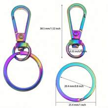 Rainbow Alloy Key Chain With Lobster Clasp & Tassel, Rotatable Spring Hook, For DIY Lanyards, Crafts, Women Keychains, Singles, Valentine's Day Gift Ideas