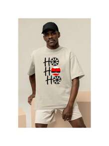 Camisa Camiseta Masculina HOHOHO Barriga Camiseta basica 100%algodão - Creme - Visão 1