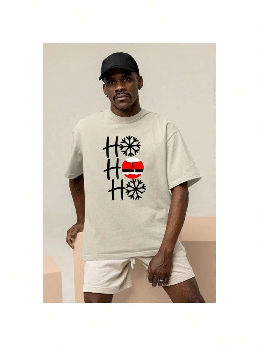 Camisa Camiseta Masculina HOHOHO Barriga Camiseta basica 100%algodão - Creme - Visão 1