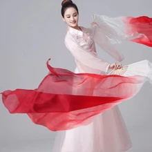 1pc Belly Dance Fan, Ombre Color Long Artificial Silk Fan, Dance Performance Fan, Artificial Silk Fan, Chinese Style Performance & Practice Fan, Suitable For Stage Shows And Morning Exercise, Fan Length 120cm/47.24 Inch