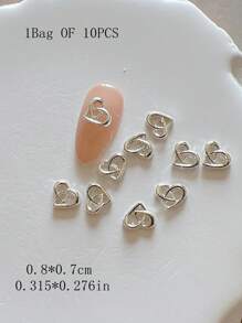 1 Pack Metal Jewelry Nail Art Accessories Heart 3D Nail Decorations