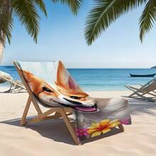 Zeitgenössisches Strandtuch mit Tiermotiv - Polyester, schnelltrocknend, sandbeständig, sehr saugfähig, weich, Strickgewebe, Hundedruck - Handwäsche, 70*150 cm - perfekt für Reisen, Yoga, Schwimmen, Fitness, Picknick