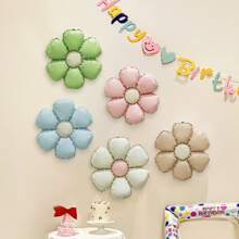 5/10pcs 18inch Daisy Flower Foil Balloon, Matte Sunflower Floral Aluminum Balloon For Theme Party Supplies Birthday Party Wedding Anniversary Decoration, Christmas