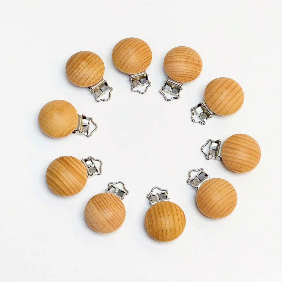 5/10pcs Beechwood Clasps DIY Beading Accessories - Non-porous Beech Wood Clip - View 1