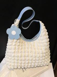 Nuevo bolso casual de mujer estilo fashionable, de nailon a cuadros, tipo tote con asa al hombro, billetera y bolsa de compras