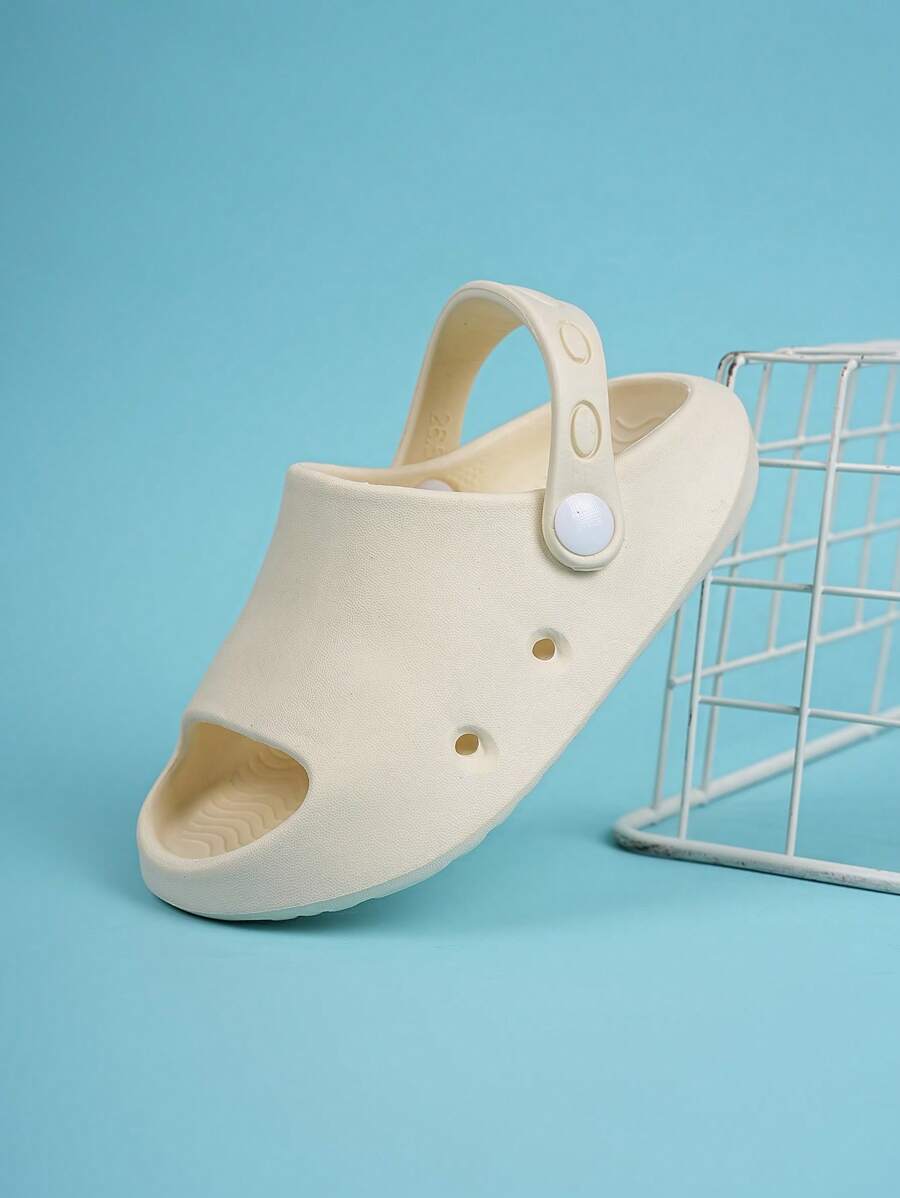 Sandal Kasual Luar Ruangan untuk Anak/Remaja, Sol Lembut Anti Selip, Warna Polos, Musim Panas - Krem - View 1