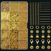 1200pcs Jewelry Making Craft Set, Includes Lobster Clasps, Pressed Beads, End Caps, Jump Rings And Other Items - Ideal For Jewelry Repair And DIY Projects