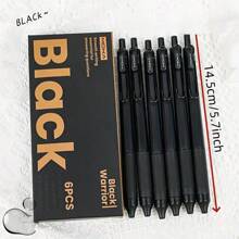 1pc 6pcs/Set Simple Quick-Drying Black Push Button Pens, 0.5mm Fine Point, Black Ink Retractable Ballpoint Pens, Versatile & Minimalist
