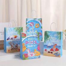 16 件装夏日酷炫派对礼品袋沙滩生日派对礼品袋夏日派对礼品袋糖果衣服牛皮纸印刷袋 - 彩色 - 查看 1