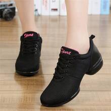 Women's Dance Shoes, Breathable Mesh Dance Sneakers For Modern Dance, Fitness, Yoga, All Season - Black - View 4