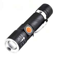 Small Powerful Light Flashlight With USB Charging, Super Bright, Long Range, Portable, Lighting With 3 Adjustment Modes (Strong Light, Weak Light And Strobe Flash). - White Light - View 1