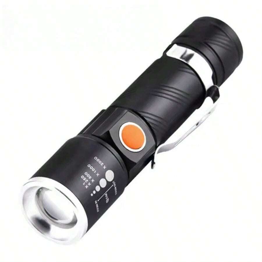 Small Powerful Light Flashlight With USB Charging, Super Bright, Long Range, Portable, Lighting With 3 Adjustment Modes (Strong Light, Weak Light And Strobe Flash). - White Light - View 1